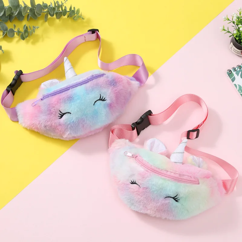

Kawaii Pink Plush Waist Fanny Pack Fashion Cute Tie Dye Plushy Waist Pack Belt Bags Crossbody Zipper Pockets Hands-Free Wallets