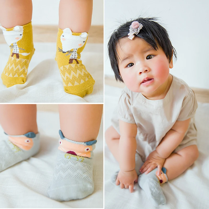 5 пар/компл. летние сетчатые носки для новорожденных детские носки с забавными рисунками для мальчиков и девочек, мягкие из тонкого хлопка д...