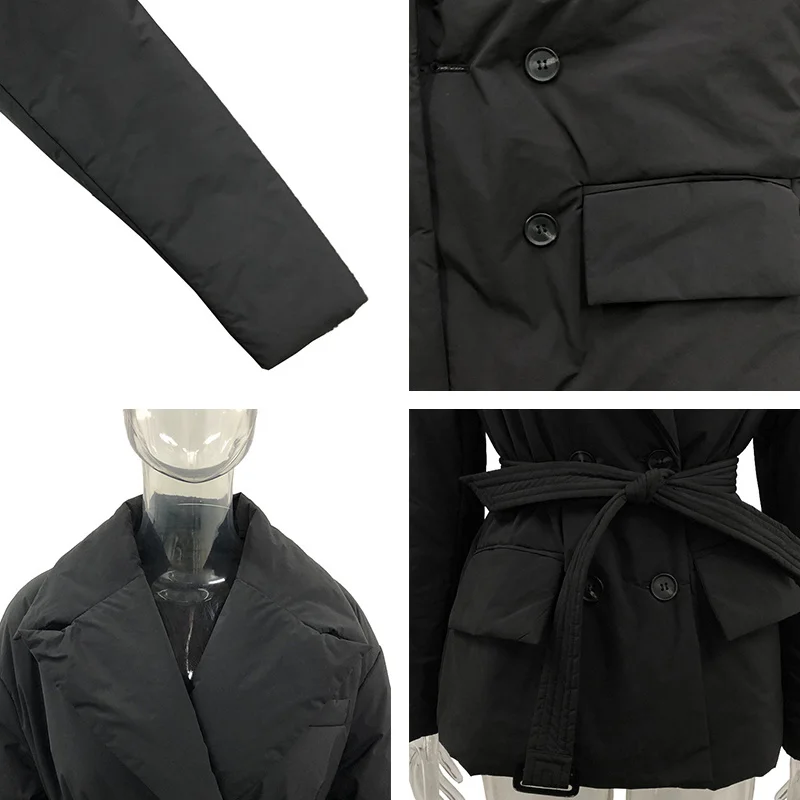 Malina - Veste с хлопковыми карманами простые для женщин пальто двойные твердые поясом