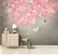 xuesu hand painted watercolor pattern flower cluster nordic cement wall retro background wall custom wallpaper 3d5d8d