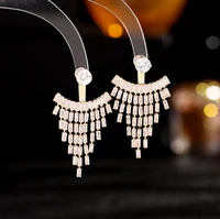 new cubic zirconia stud earrings two ways to wear tassel earring for women party fashion jewelry lyx092