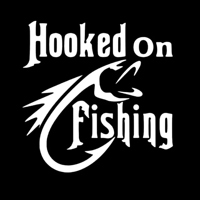 

14CM*14.1CM Car Sticker Hooked On Fishing Vinyl Decal Black/Silver
