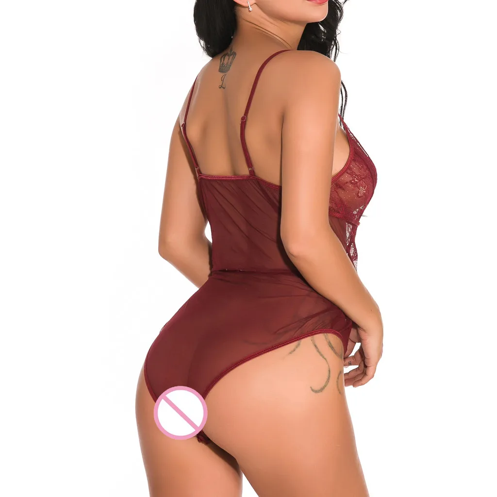 Цельное женское сексуальное кружевное нижнее белье с v образным вырезом и