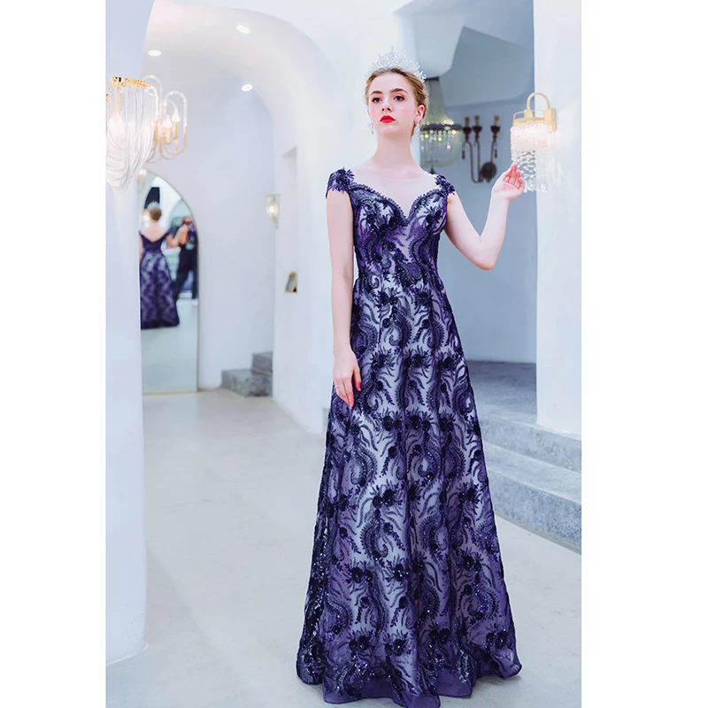 SSYfashion темно синее длинное вечернее платье с v образным вырезом без рукавов длиной