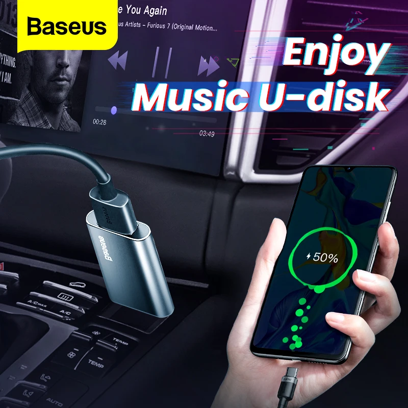 Автомобильный USB флеш-накопитель Baseus с зарядкой 64 ГБ U-диск USB-карта памяти