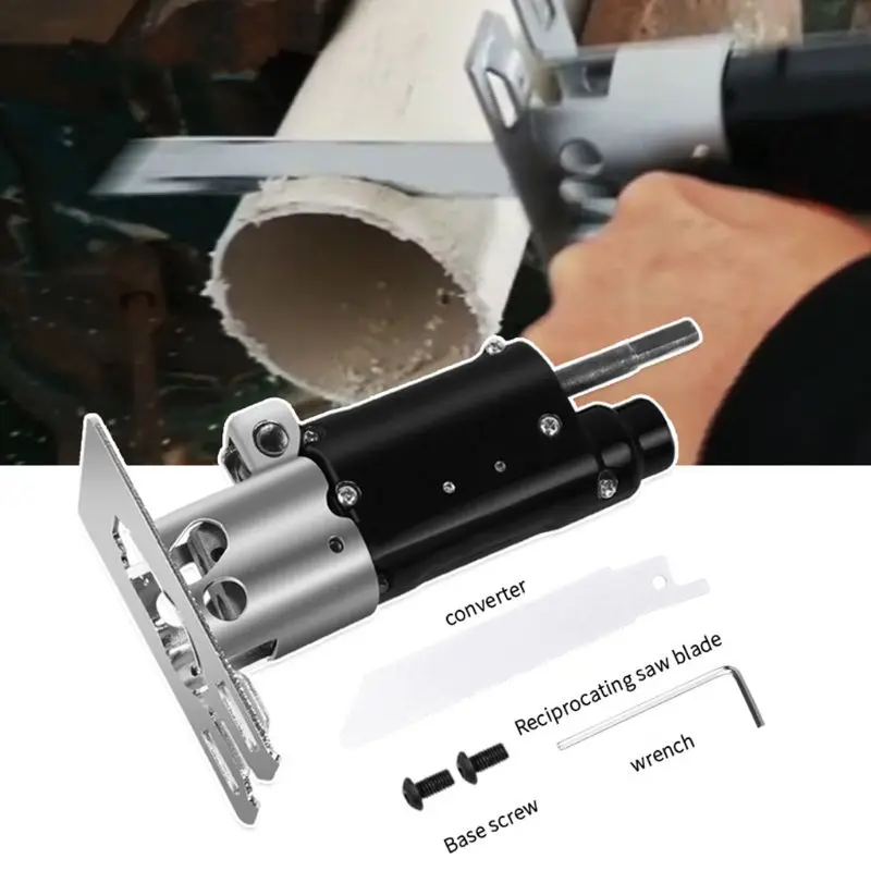 

Reciprocating Electric Drill Attachment With Saw Blade Set Wood Metal Cutting Woodworking Tool Kit Accessories