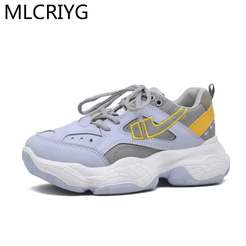 

2021 Women's Shoes Fashion Walking Vulcanized Shoes Women's Sneakers Comfortable Lace-up Casual Shoes Spring New Platform Shoes