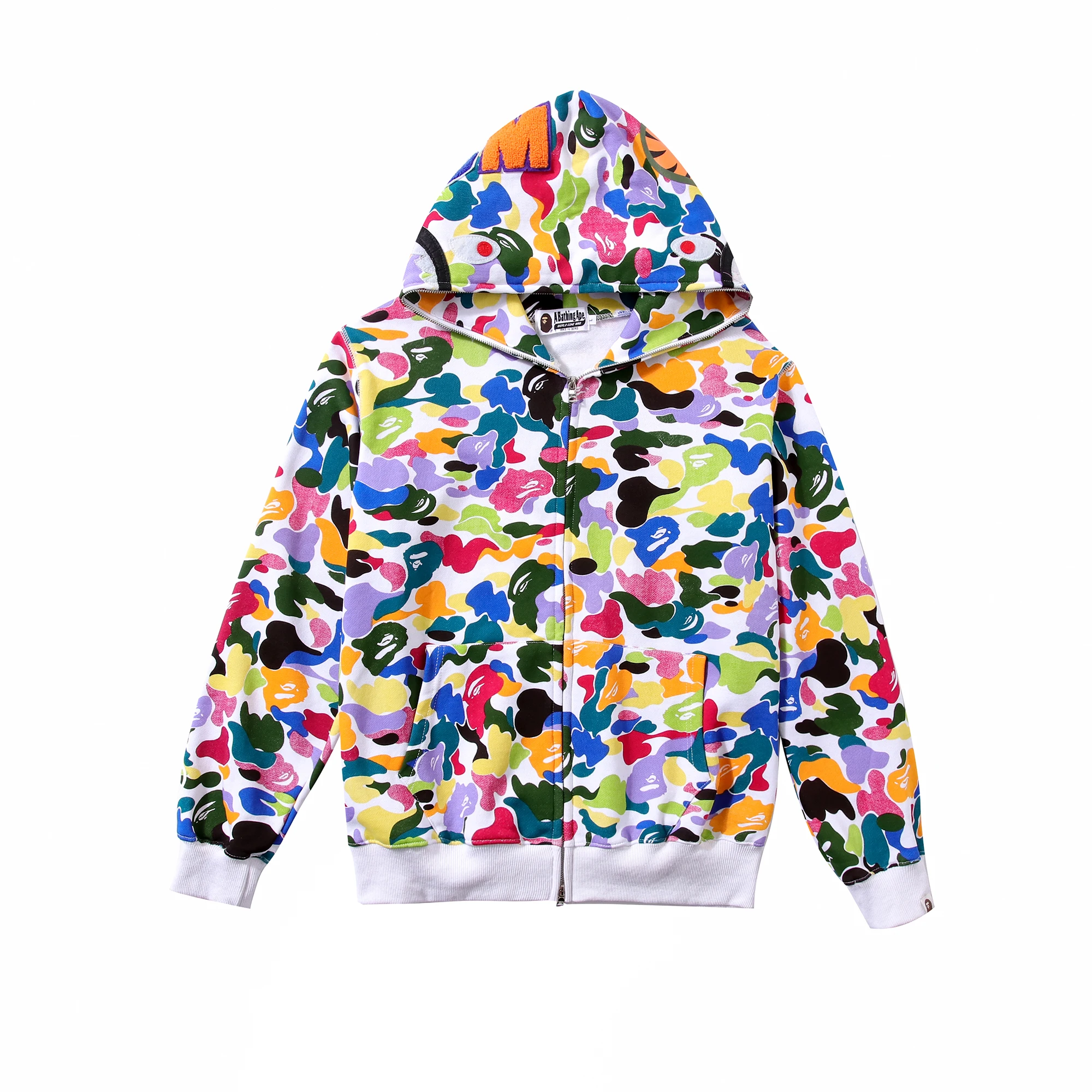 

Свитшот Bape зимний Повседневный на молнии с бархатной подкладкой, пальто с капюшоном, большие размеры, толстовки, спортивный костюм, одежда д...