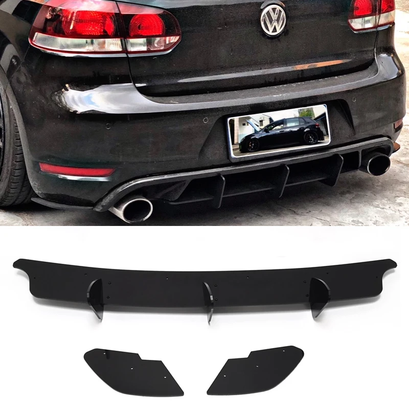 Задний диффузор для губ Накладка для Volkswagen VW Golf 6 MK6 GTI R20 2010-2013 ABS плавники Акула Стиль Бампер протектор
