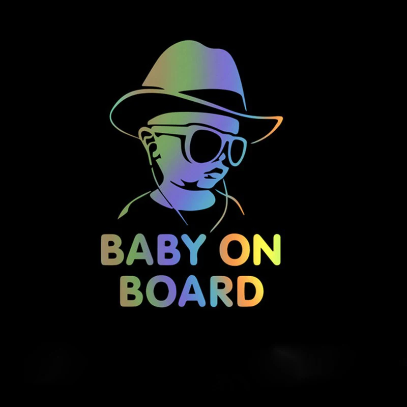 

Car Sticker Drop Shipping Baby On Board Funny Reflective Sunglasses Child Stickers and Decals Vinyl Car Styling 12x17cm