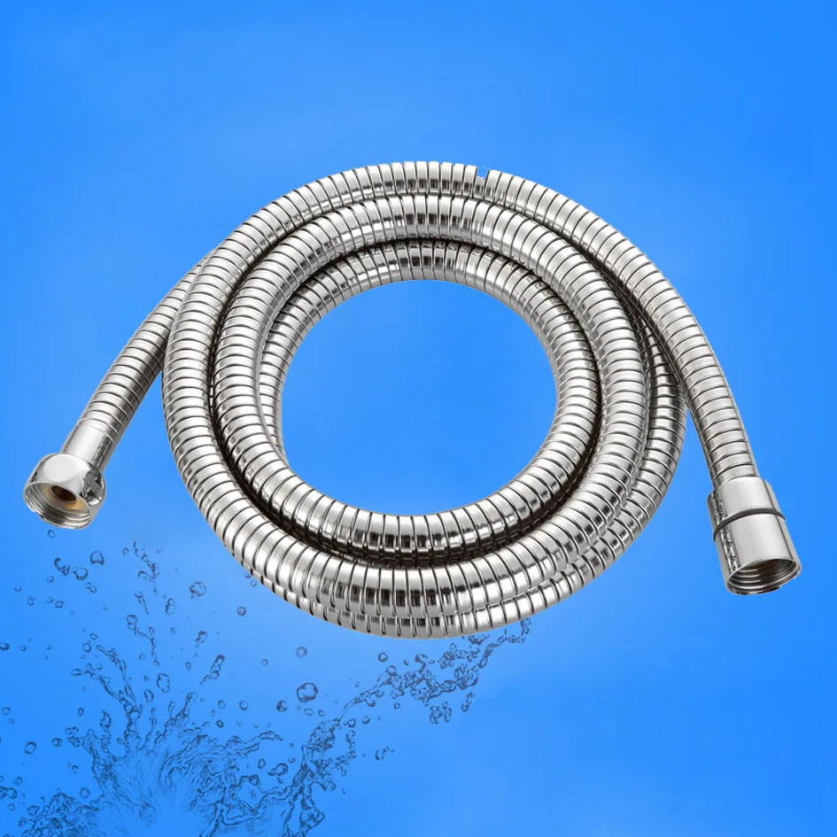 

1.5m and 2m Shower Telescopic Hose Showering Pipe Stainless Steel Explosion-proof Thickened Brass Head Double Buckle