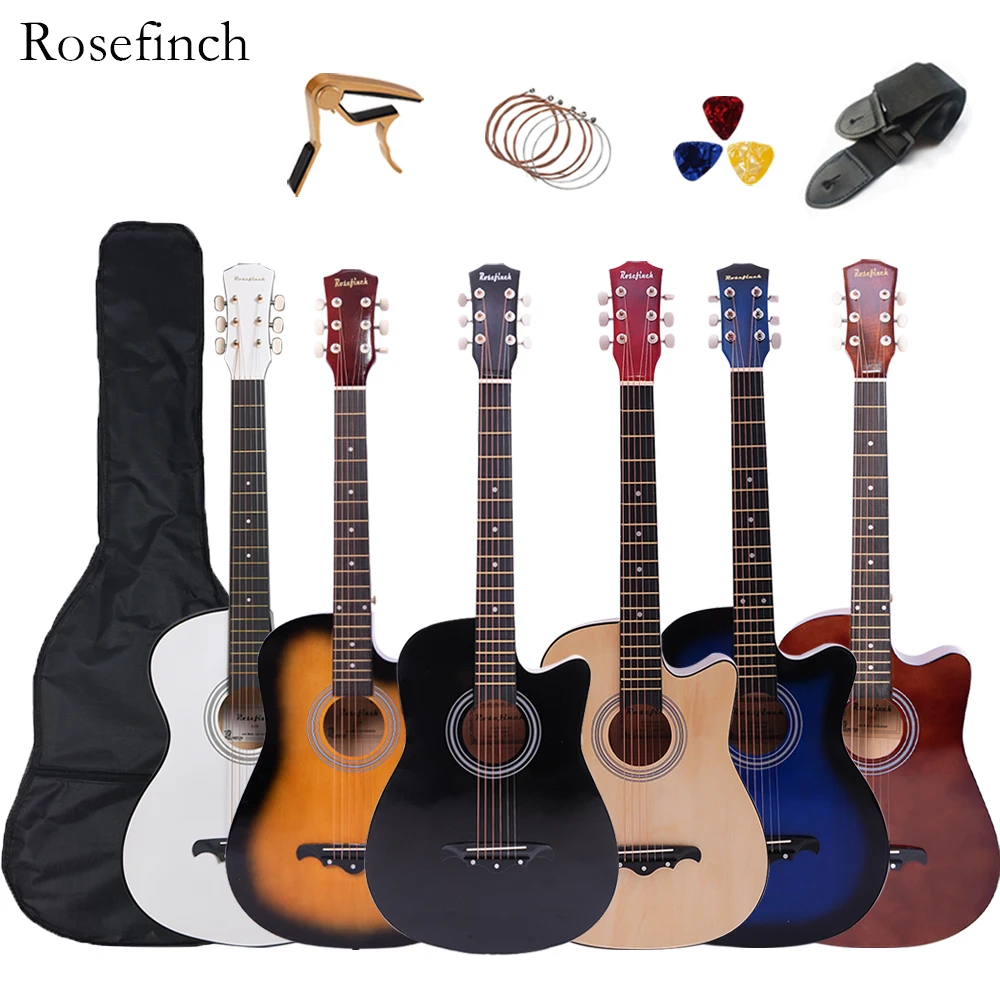 

41/38 inch Acoustic Guitar for Beginners Guitar Sets with Capo Picks 6 Strings Guitar Basswood Musical Instruments AGT166