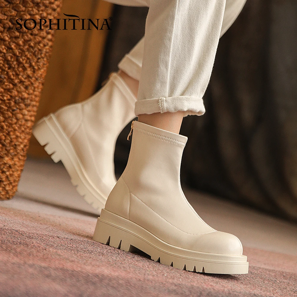 

Женские туфли на платформе SOPHITINA, Нескользящие, износостойкие, эластичные, на молнии, с круглым носком, WO921