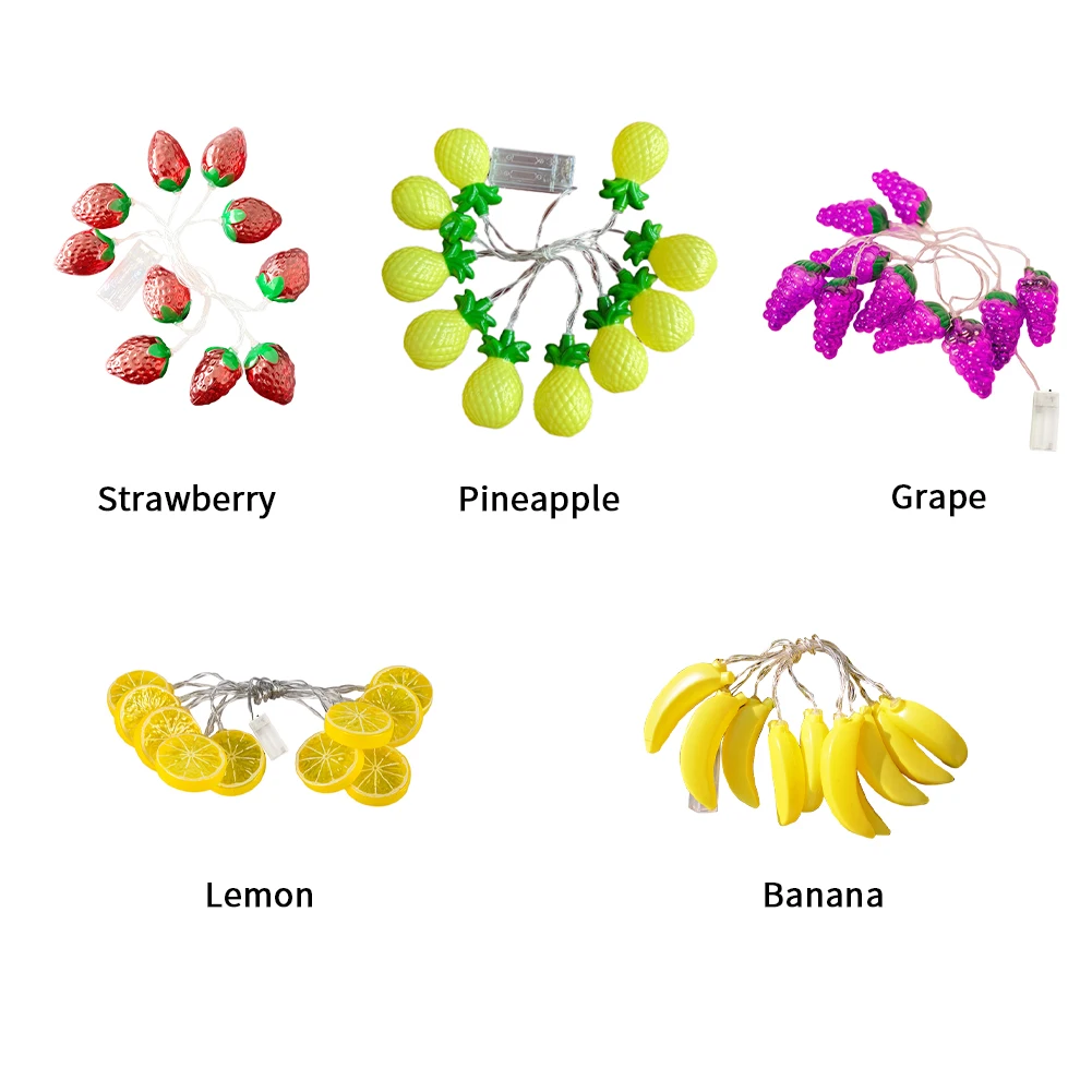 

1,5 м, 10 светодиодов, питание от аккумулятора, домашний декор, клубника, ананас, виноград, искусственные фрукты, светящаяся лента