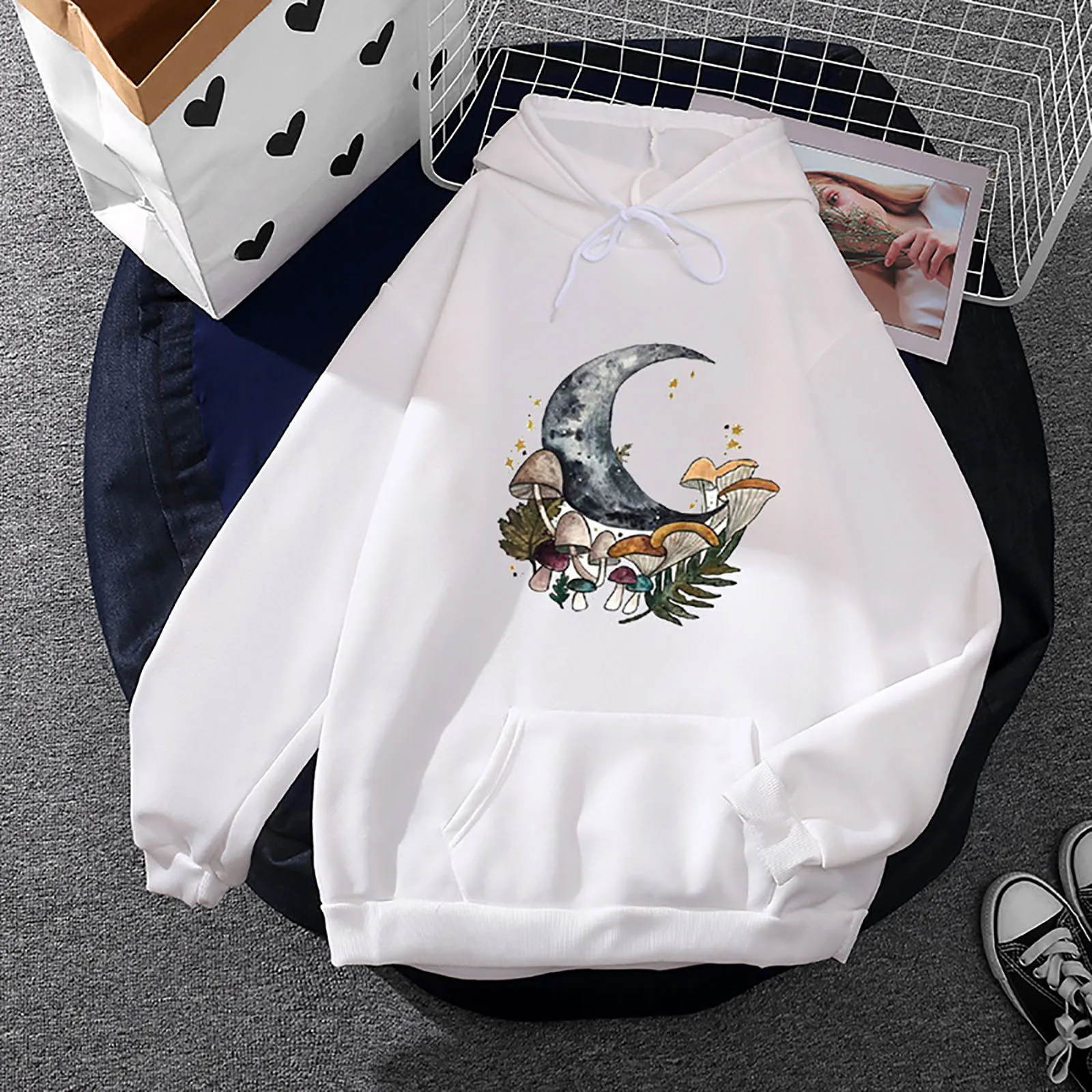 Print Oversized Hoodie Long Sleeve Hoodies Women Casual Loose Pullover Sudaderas Con Capucha Moletom Feminino Sweetshirts #463