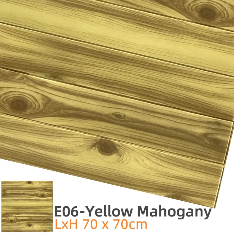 E06-Yellow Mahogany Kaguyahime 3D Самоклеящиеся настенные наклейки, декоративные водонепроницаемые обои для детской комнаты, кухни, спальни, 3D мраморные обои, кирпич - Color: E06-Yellow Mahogany