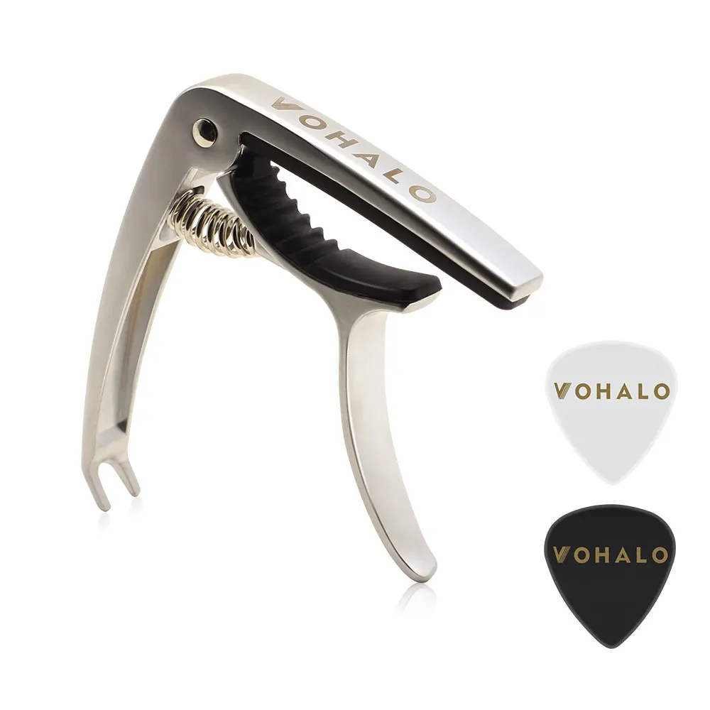 1 pc schwarz zink legierung gitarre capo für akustische elektrische gitarren ukulele mandoline banjo mit 2 picks free global shipping