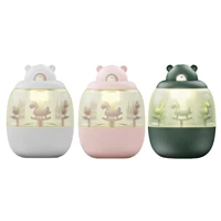 mini silent carousel air diffuser aroma humidifier 7 color led night light humidifiers 2hrs 2 working modes rechargeable