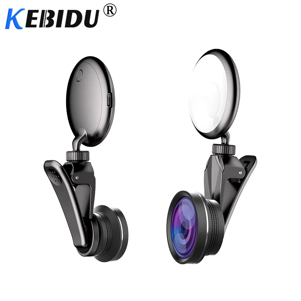 Kebidu Универсальный селфи кольцо свет HD рыбий глаз Широкоугольный макро объектив