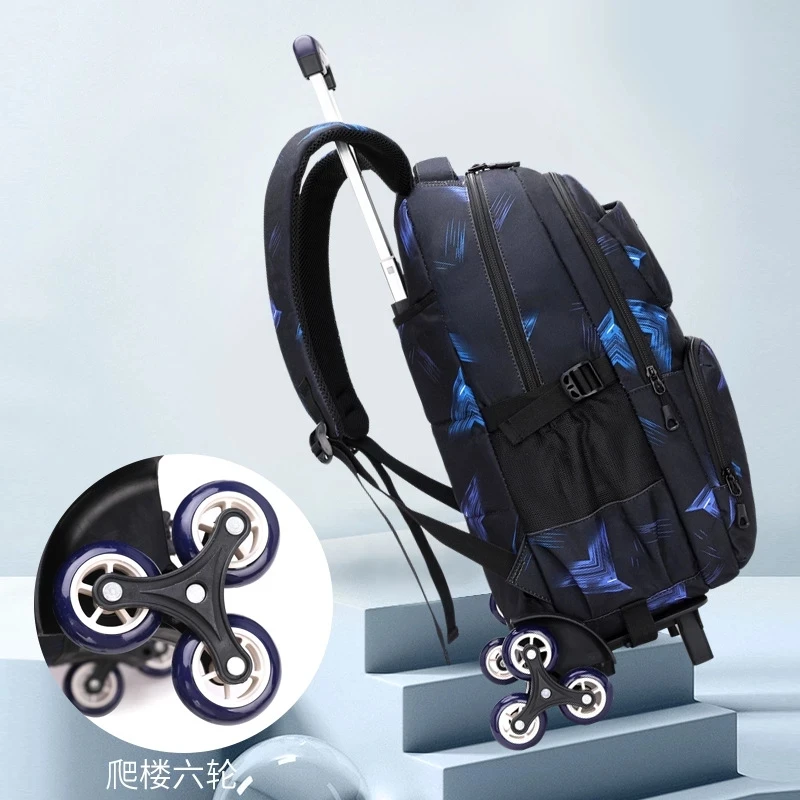 Travel Luggage Bags for kid Boy's Trolley School Backpack Wheeled bag for School Trolley bag On wheels School Rolling backpacks