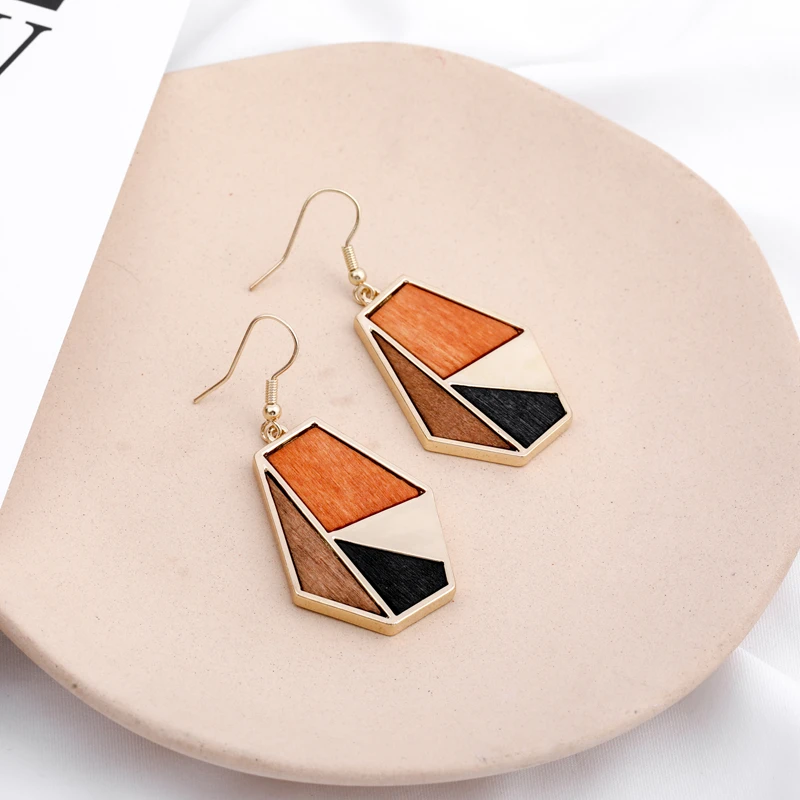 Новинка винтажные круглые деревянные женские серьги-подвески превышает 2020