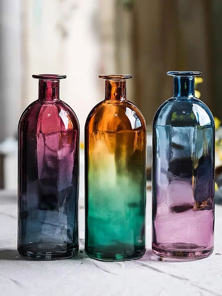 

Гидропоника INS, цветная Настольная Ваза, цветочное украшение, винтажная стеклянная ваза, украшение для гостиной высушенная бутылка