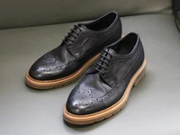 new arrival genuine leather black mens shoes casual shoes brogue shoes breathable fashion carved lace up men shoes