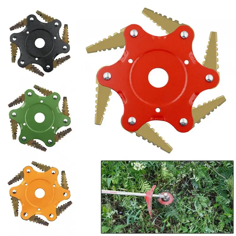 

6 Teeth Brush Head Alloy Cutter Blade Trimmer Metal Blades Trimmer Head Garden Grass Trimmer Head for Lawn Mower
