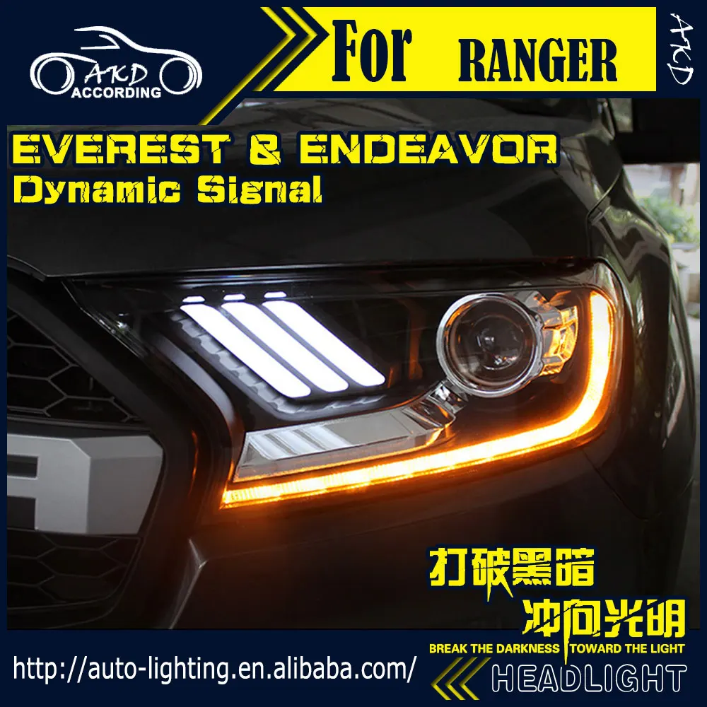 AKD брендовая головная лампа для Фар Ford Ranger 2016 2018 Everest светодиодный фонарь DRL