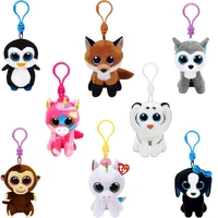 ty big eyes beanie babies plush animal keychain pendant unicorn penguin monkey backpack ornaments children gift 10cm