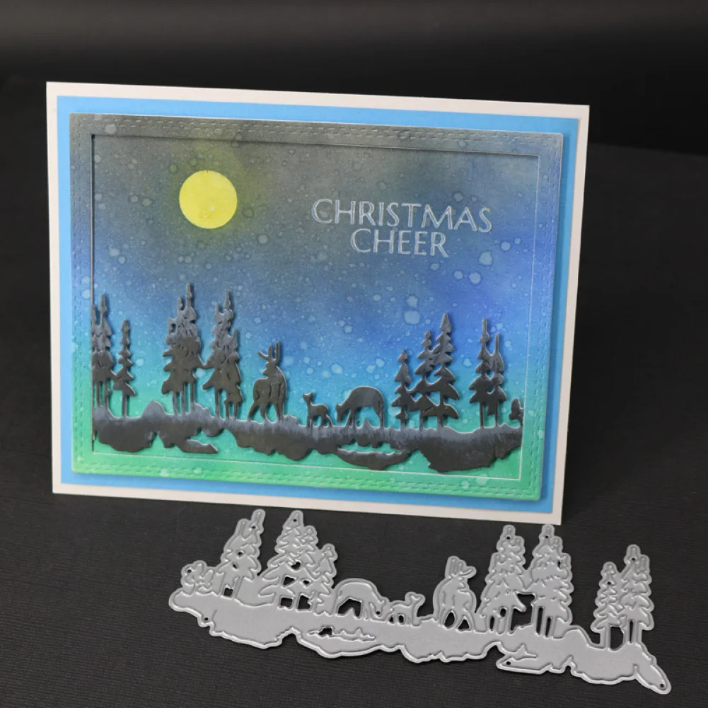 

Christmas Deer Tree Forest Metal Cutting Dies Stencils Die Cut for DIY Scrapbooking Album Paper Card Embossing