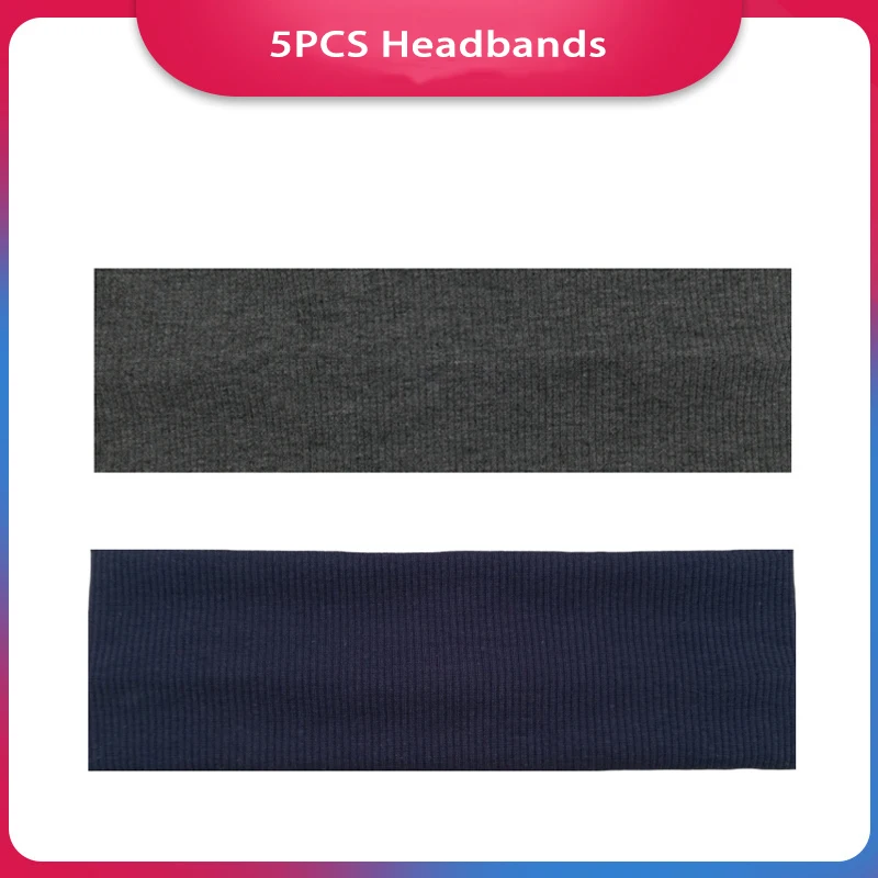

5PCS Headbands Knitted Yoga Hair Bands High Quality Elastic Cotton Wide Stretch RibbonTurbans Dance Biker Accessories Women