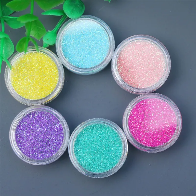 6 Box/Set Gradient Shiny Nail Glitter Powder Holographic Sparkly Manicure Nail Art Chrome Pigment Diy Nail Art Decoration Kit