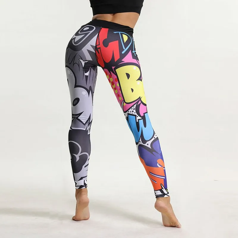 

Graffiti Yoga Pants Ladies Letter Print Sports Workout Stretch Leggings Summer Running Gym Clothing Sportswear Femme Women 2021