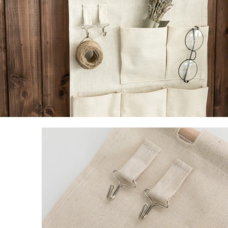 

7 Pockets Wall Hanging Storage Bags Cotton Linen Door Organizer Waterproof Pouch Bedroom Home Office Container