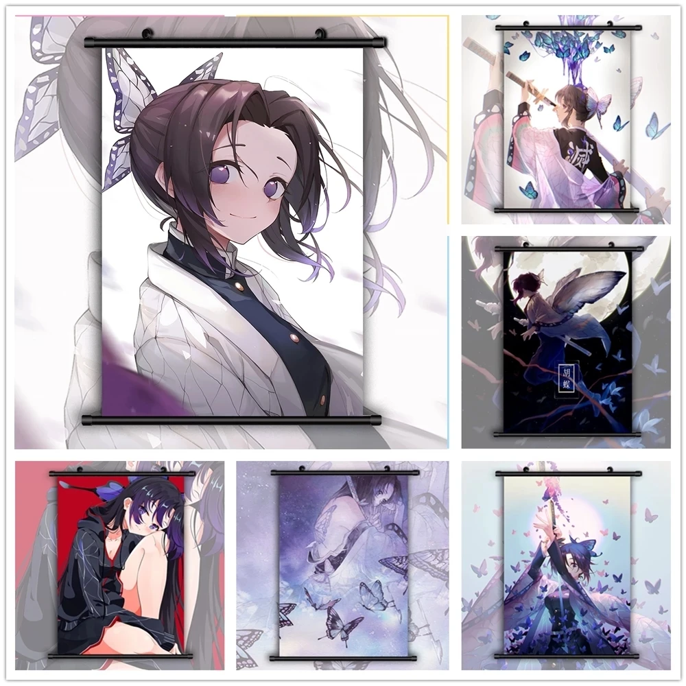 

Kimetsu Canvas Print Yaiba Painting Wall Art Demon Slayer Picture Kochou Poster Home Decor Plastic Hanging Scrolls Living Room