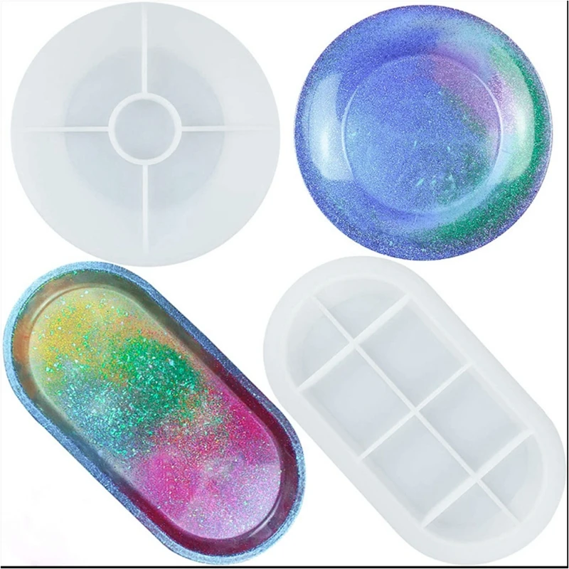 

1 Set Agate Tray Silicone Mould Crystal Epoxy Resin Mold with 25 pcs Mixing Sticks for DIY Crafts Jewelry Plate Rolling LX9E