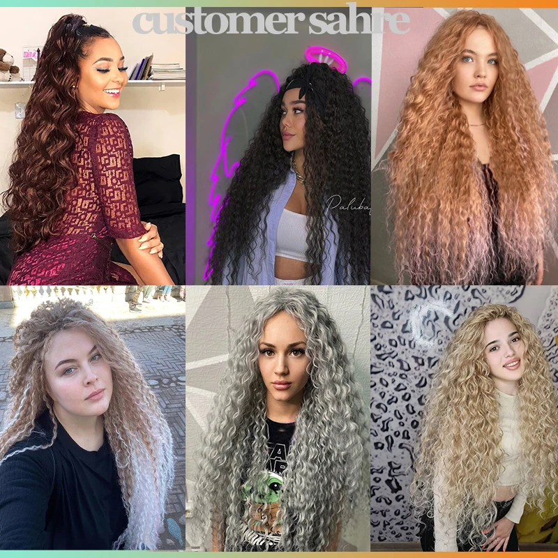 Full Star Long Deep Wave 32" Ombre Synthetic Hair Water Wave Twist Crochet Hair Afro Curls Crochet Braids Blonde Hair for Women images - 6