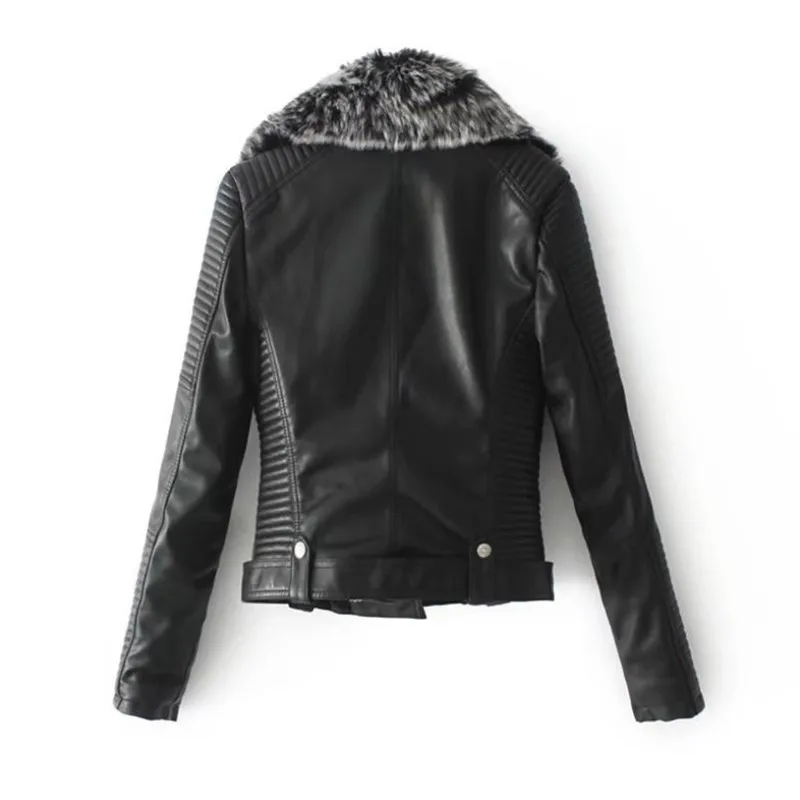 Осенне-зимние шерстяные куртки женская куртка из искусственной кожи байкерская