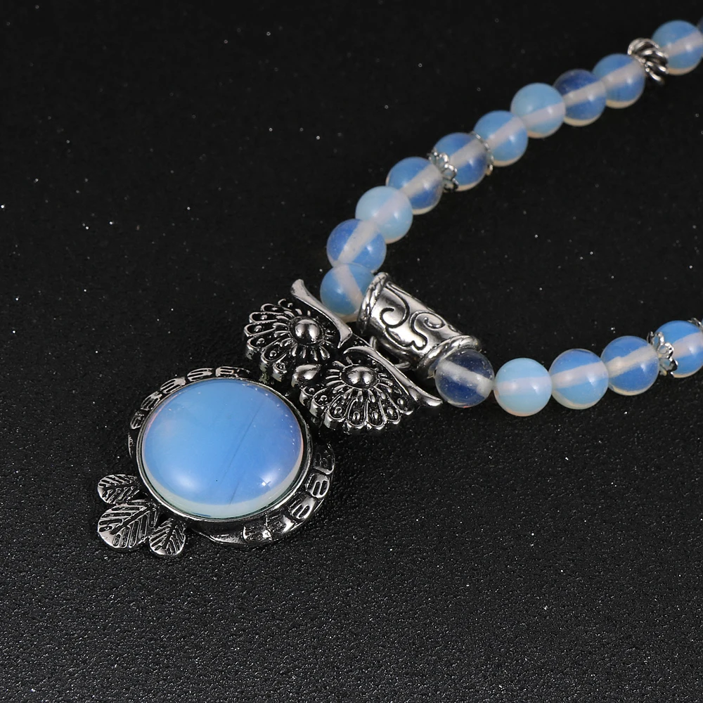 Женское и мужское бирюзовое ожерелье из натурального камня с розовым кристаллом