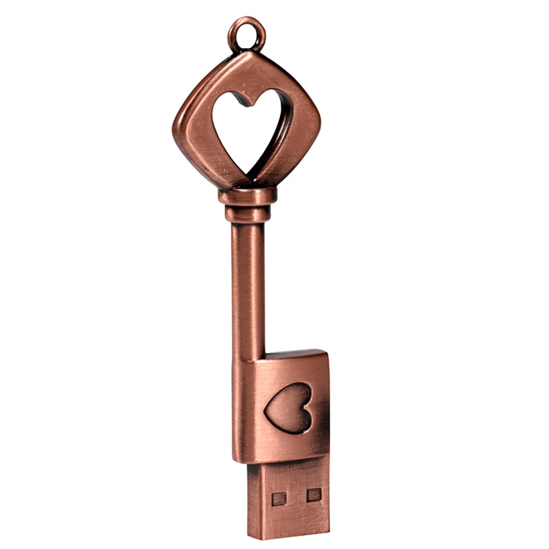 A JASTER USB 2,0, медный ключ в форме сердца, usb флеш-накопитель, 4 ГБ, 64 ГБ, 16 ГБ, 32 ГБ, металлические ключи, карта памяти, свадебный подарок - Цвет: A