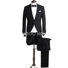Costume 3 pièces pour homme Royal, classique, noir, smoking, manches longues, Blazer + gilet + pantalon, costume pour marié de mariage  (2)