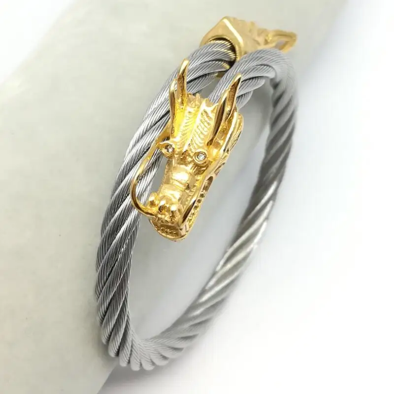 Мужской браслет LOOKER в стиле панк с открытым покрытием из стальной проволоки