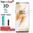 10 шт.лот УФ закаленное стекло для Oneplus 8 Pro ультраполная жидкость разблокировка по отпечатку пальца Защита экрана для One Plus 7 7T Pro стекло