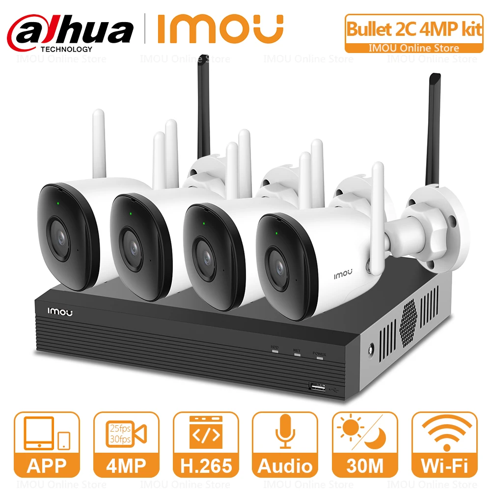 Dahua 4MP система безопасности видео Беспроводной NVR Комплект IP67 Всепогодная аудио