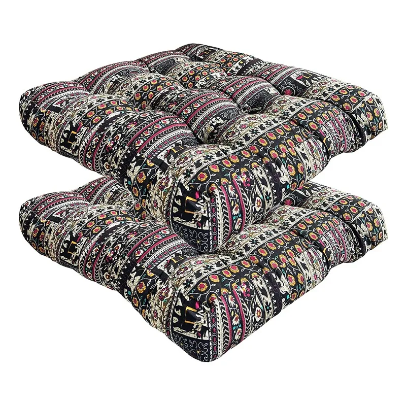 

Meditation Cushion Set Of 2,Meditation Pillow,Mandala Flower Floor Pillow,Square Seat Cushion Yoga Pouf Seating 22 Inch