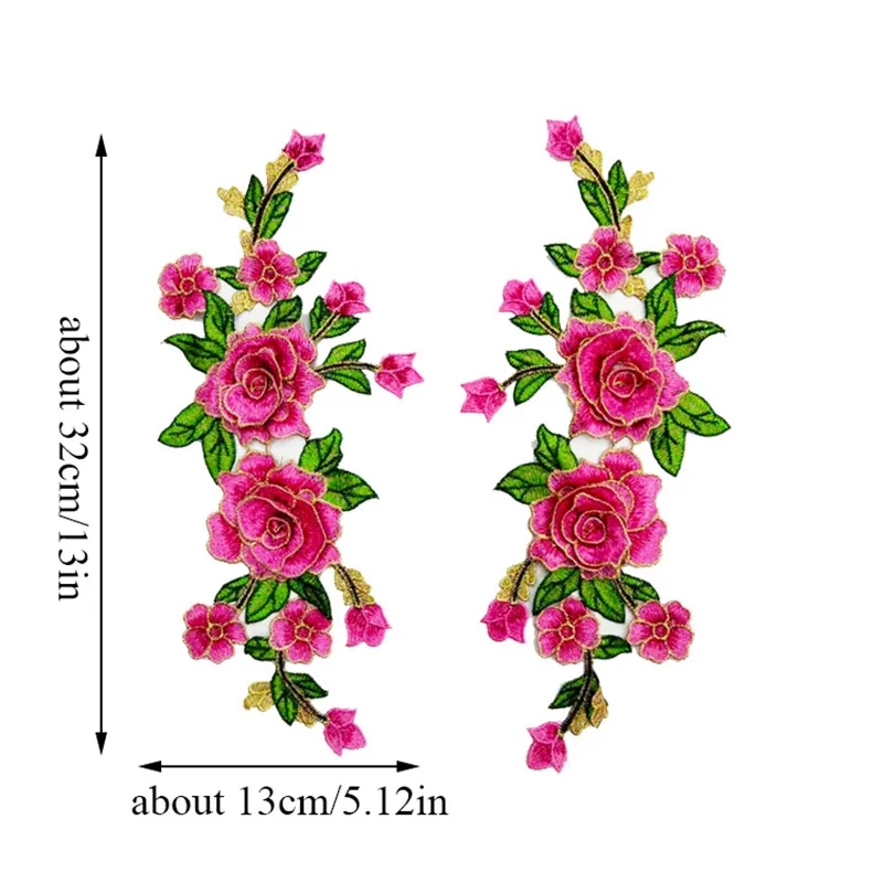 

1Pair Water Soluble Embroidered Rose Flowers Cloth Patches Sew on Embroidery Stickers DIY Floral Patch Clothing Appliqued Peony