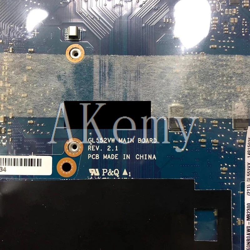 

GL552VX Motherboard For Asus ROG GL552V GL552VX Laptop motherboard GL552VW REV 2.1 Mainboard I5-6300HQ GTX950M free cable