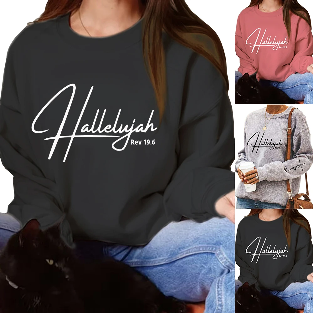 

Women Letters Printed Pullover Ladies Sweatshirt Long Sleeve Thick T-Shirt S-3XL Ladies Printed Crew Neck Outwearing Top Clothes