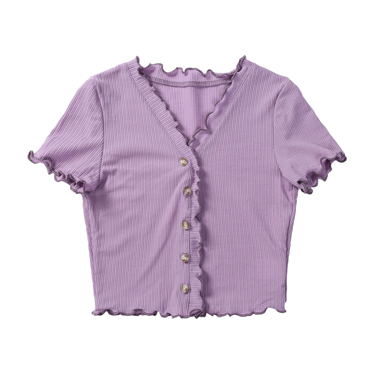 Женская Однотонная футболка с V-образным вырезом и коротким рукавом | одежда